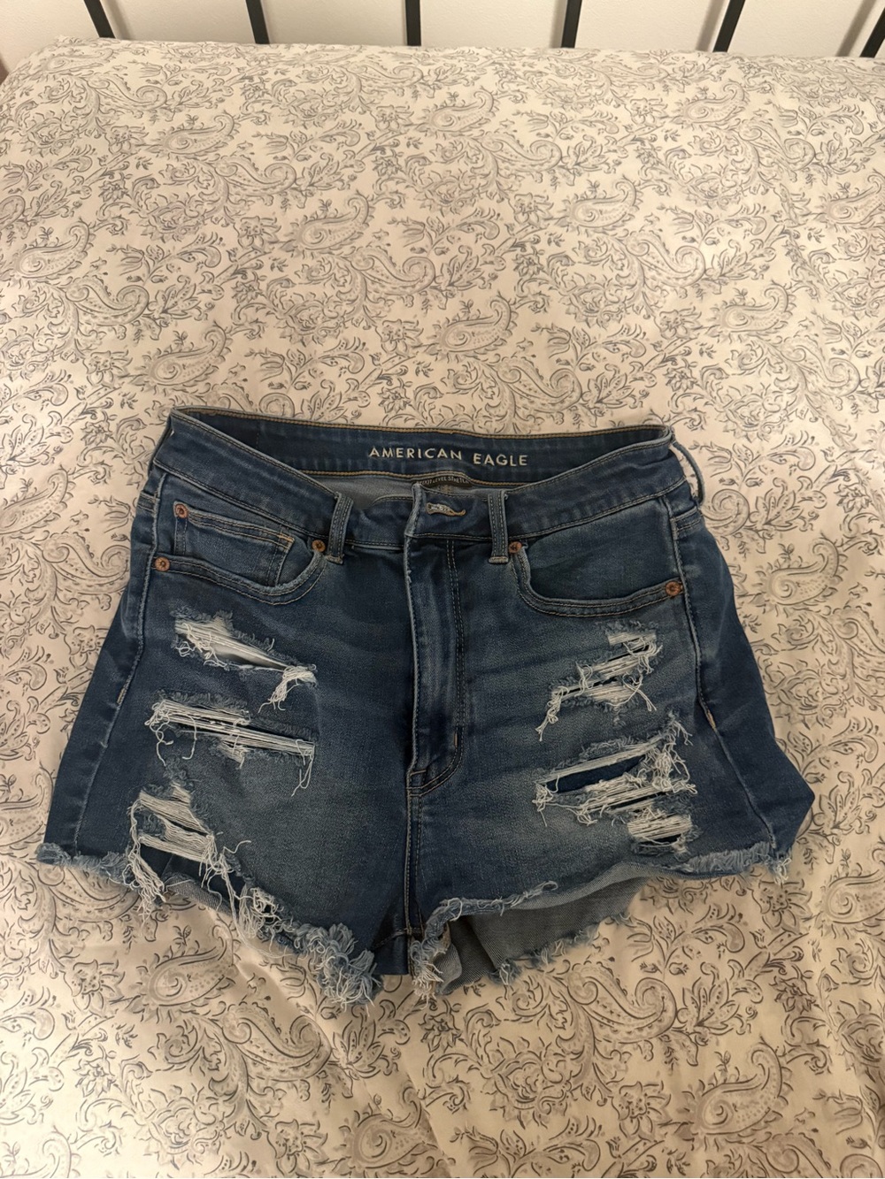American Eagle Outfitters Distressed Blue Denim Cutoff Shorts
